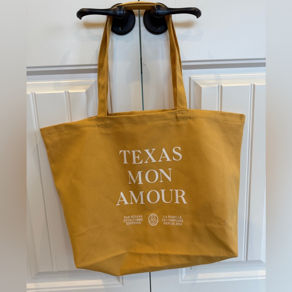 Sezane Yellow Canvas Texas Mon Amour Tote Bag